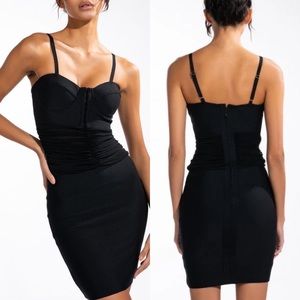 Akira LBD Bandage Mesh Mini Dress Black Extra Small NEW NWT XS